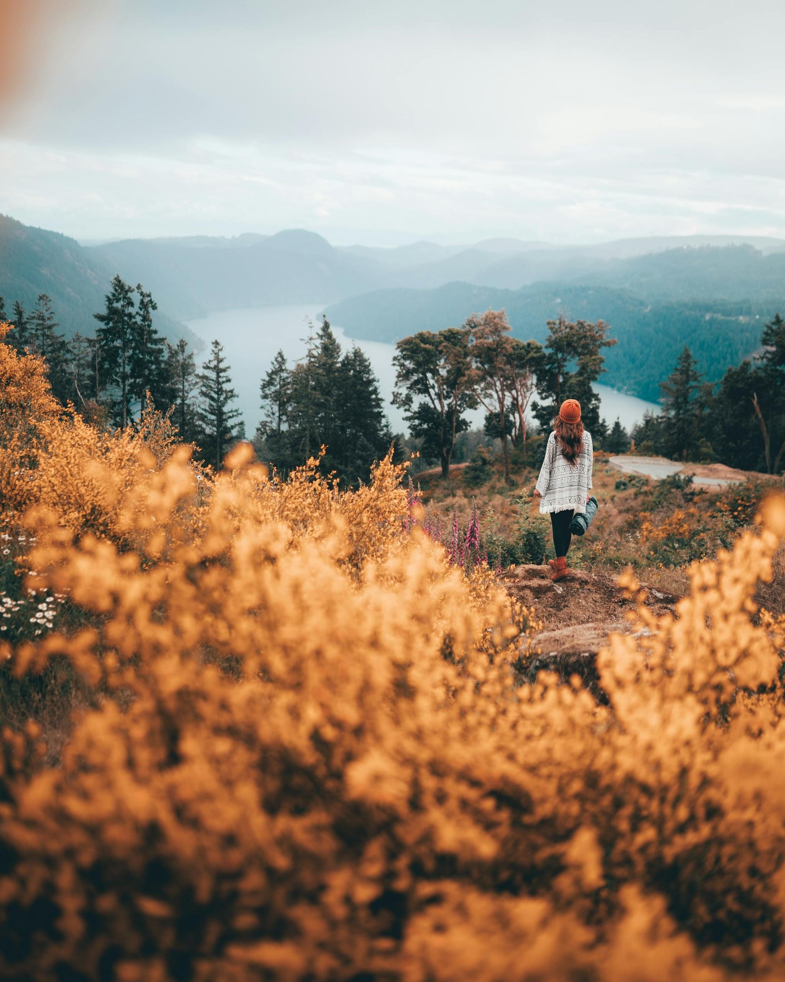 Explore the vibrant fall foliage and serene lake views on a hike in Victoria, BC.