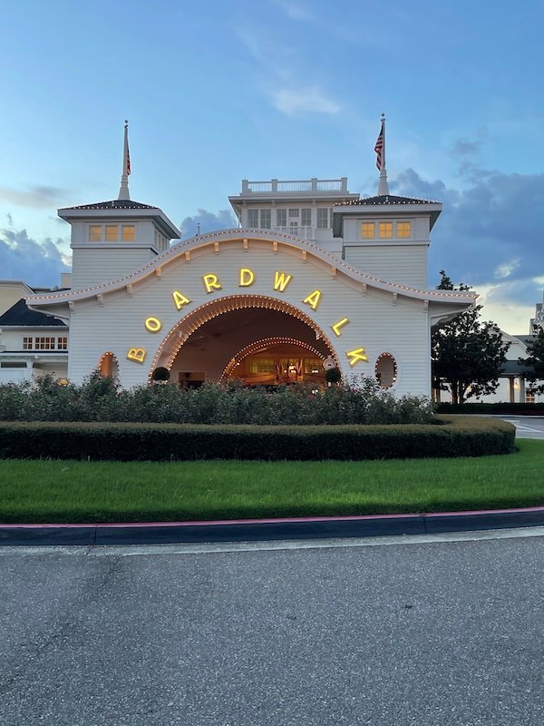 Welcome sign at the Disney Boardwalk